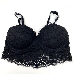 Victoria's Secret PINK Black Lace Bralette Size Small Padded Underwire